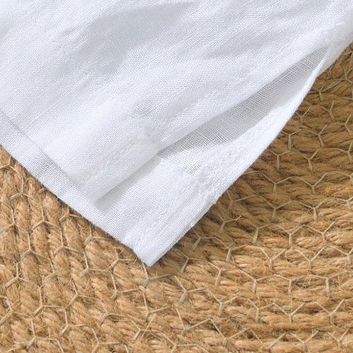 Chemise décontractée en lin à manches courtes et col en V pour homme Buddha Stones