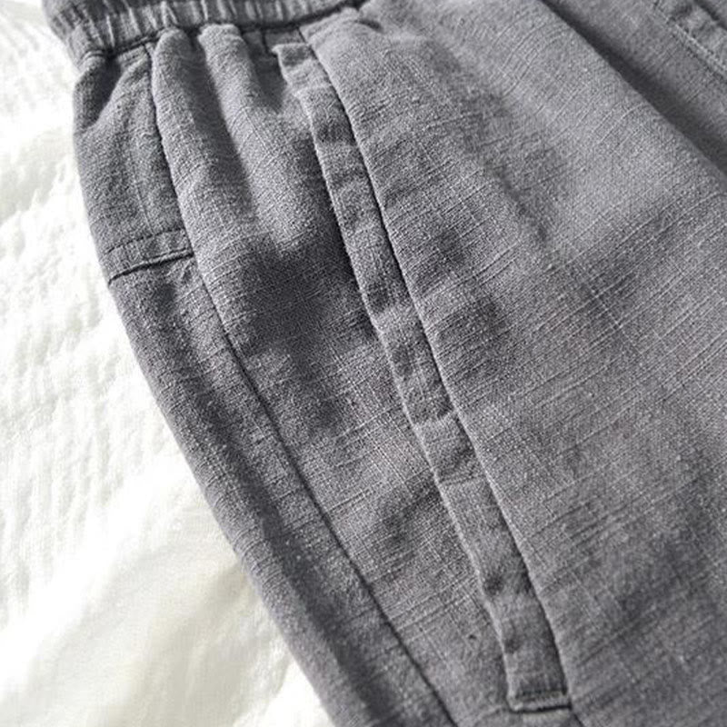 Pantalon homme en coton et lin avec cordon de serrage et poches, motif Buddha Stones, longueur 7-8 - image 12