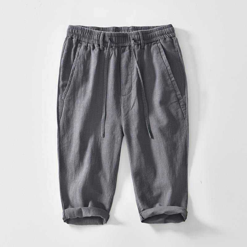 Pantalon homme en coton et lin avec cordon de serrage et poches, motif Buddha Stones, longueur 7-8 - Gris foncé - US/UK/AU42，EU52 (3XL) - image 10