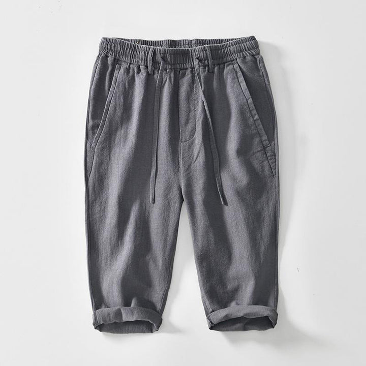 Pantalon homme en coton et lin avec cordon de serrage et poches, motif Buddha Stones, longueur 7-8 - Gris foncé - US/UK/AU42，EU52 (3XL) - image 10