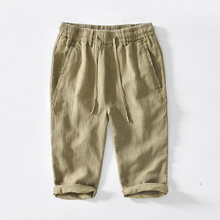 Pantalon homme en coton et lin avec cordon de serrage et poches, motif Buddha Stones, longueur 7-8 - Kaki - US/UK/AU42，EU52 (3XL) - image 15