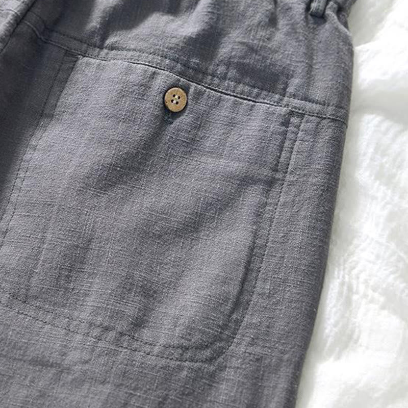 Pantalon homme en coton et lin avec cordon de serrage et poches, motif Buddha Stones, longueur 7-8 - image 13