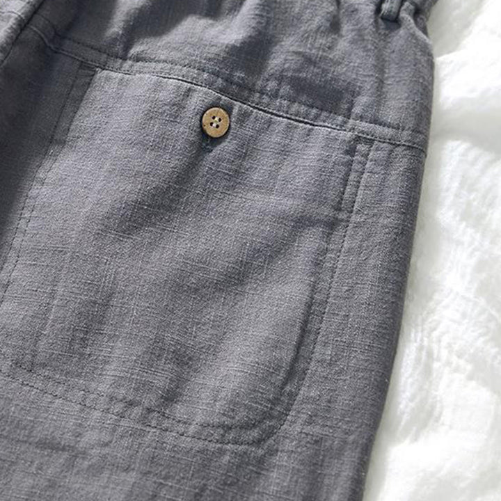 Pantalon homme en coton et lin avec cordon de serrage et poches, motif Buddha Stones, longueur 7-8 - image 13