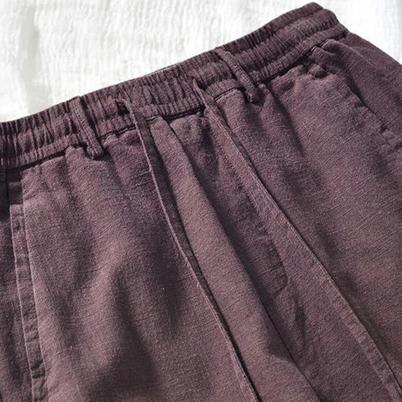 Pantalon homme en coton et lin avec cordon de serrage et poches, motif Buddha Stones, longueur 7-8 - image 6
