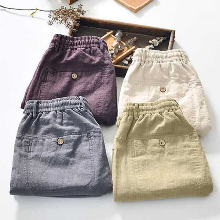 Pantalon homme en coton et lin avec cordon de serrage et poches, motif Buddha Stones, longueur 7-8 - image 20