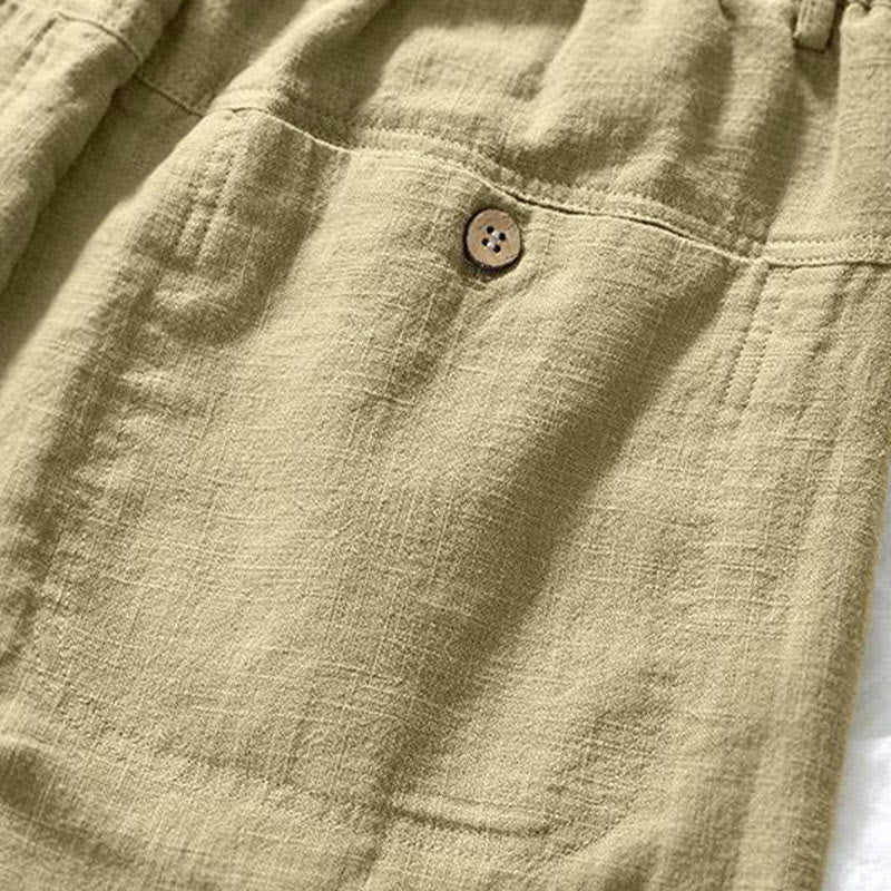 Pantalon homme en coton et lin avec cordon de serrage et poches, motif Buddha Stones, longueur 7-8 - image 18