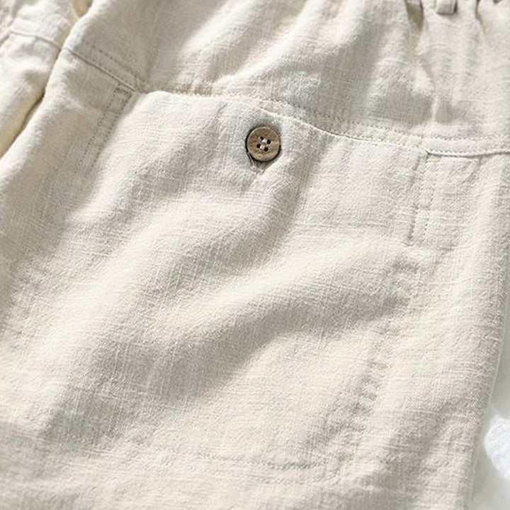 Pantalon homme en coton et lin avec cordon de serrage et poches, motif Buddha Stones, longueur 7-8 - image 3