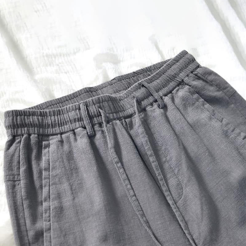 Pantalon homme en coton et lin avec cordon de serrage et poches, motif Buddha Stones, longueur 7-8 - image 11