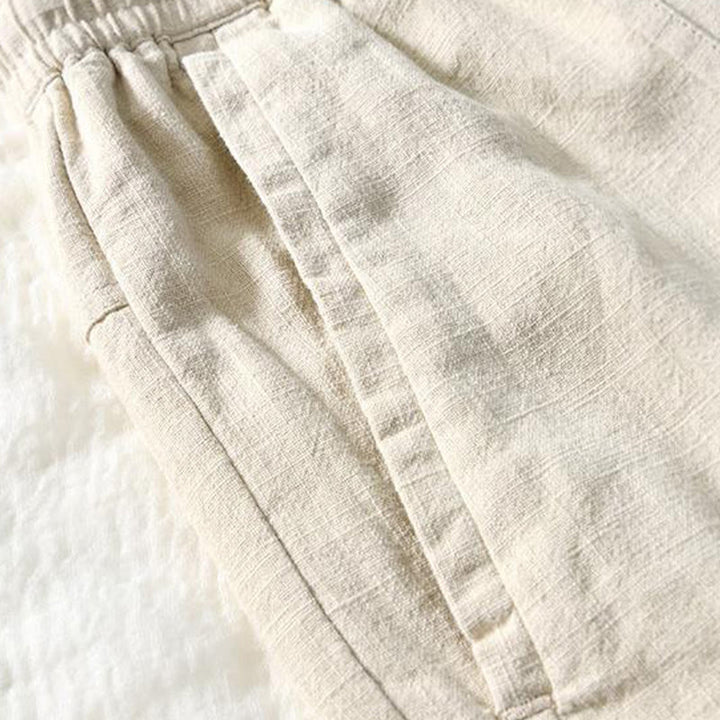 Pantalon homme en coton et lin avec cordon de serrage et poches, motif Buddha Stones, longueur 7-8 - image 2