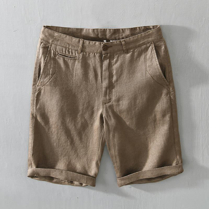 Short homme en lin uni avec cordon de serrage et poches Motif Buddha Stones - DarkGoldenrod - US/UK/AU46，EU56 (5XL) - image 0