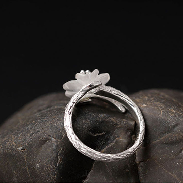 Bague de guérison réglable en argent Buddha Stones 925 avec motif squelette et cristal blanc - image 6