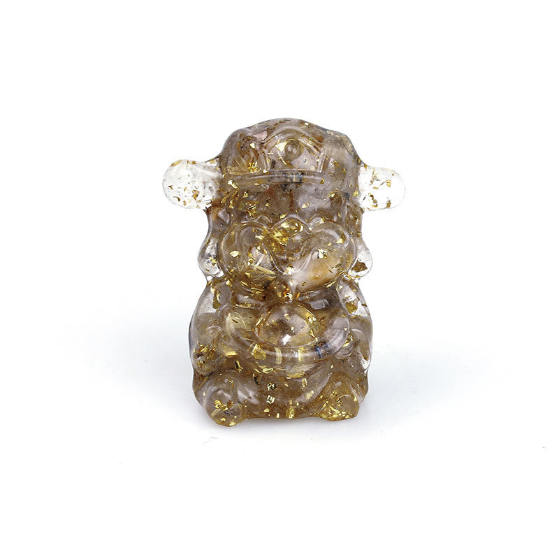 Buddha Stones Dieu de la richesse Cristal d'améthyste Résine Énergie Fortune Décoration de la maison - Quartz rutile 5,6*4,7*3,5 cm - image 20