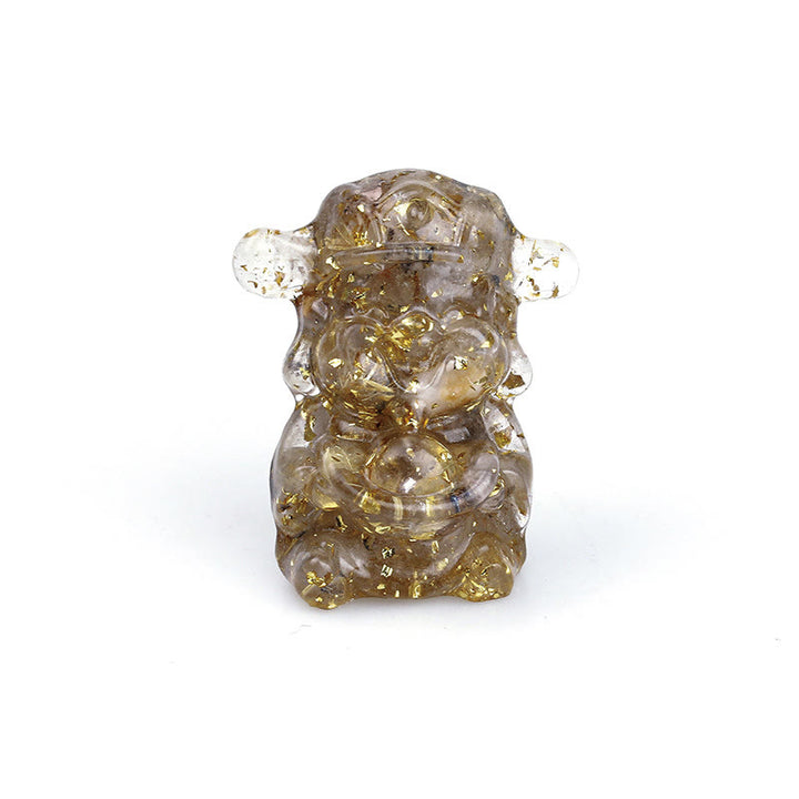 Buddha Stones Dieu de la richesse Cristal d'améthyste Résine Énergie Fortune Décoration de la maison - Quartz rutile 5,6*4,7*3,5 cm - image 20
