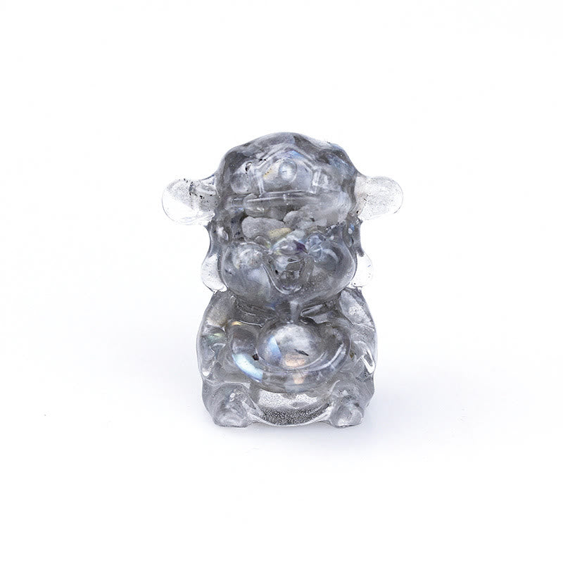 Buddha Stones Dieu de la richesse Cristal d'améthyste Résine Énergie Fortune Décoration de la maison - Labradorite 5,6*4,7*3,5 cm - image 23