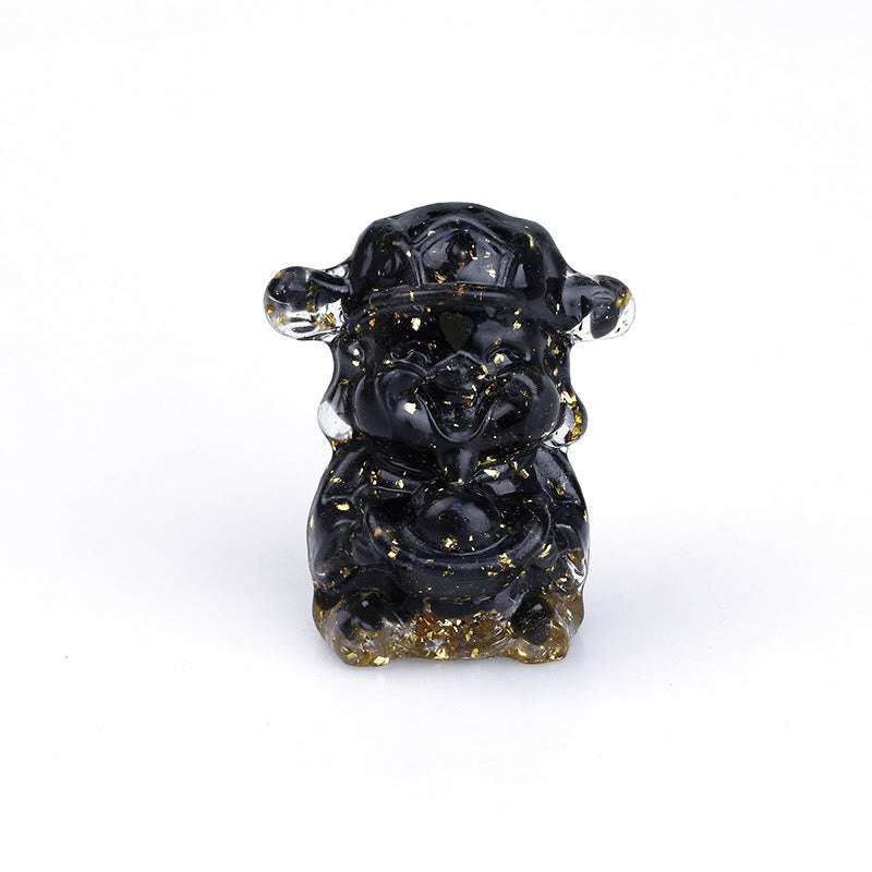 Buddha Stones Dieu de la richesse Cristal d'améthyste Résine Énergie Fortune Décoration de la maison - Obsidienne noire 5,6 x 4,7 x 3,5 cm - image 16