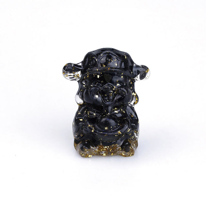 Buddha Stones Dieu de la richesse Cristal d'améthyste Résine Énergie Fortune Décoration de la maison - Obsidienne noire 5,6 x 4,7 x 3,5 cm - image 16