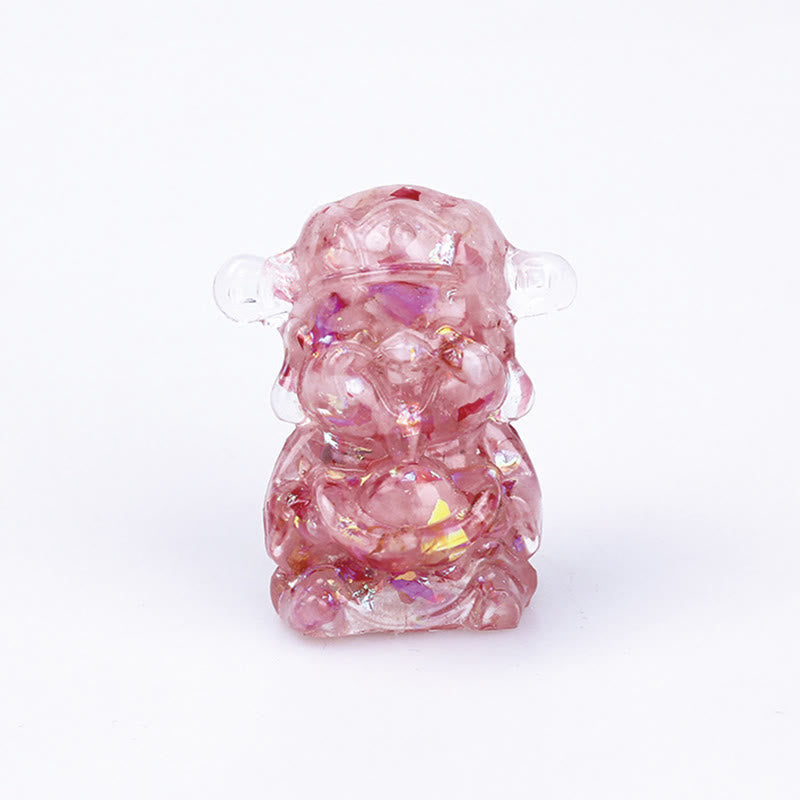 Buddha Stones Dieu de la richesse Cristal d'améthyste Résine Énergie Fortune Décoration de la maison - Cristal rose 5,6 x 4,7 x 3,5 cm - image 5