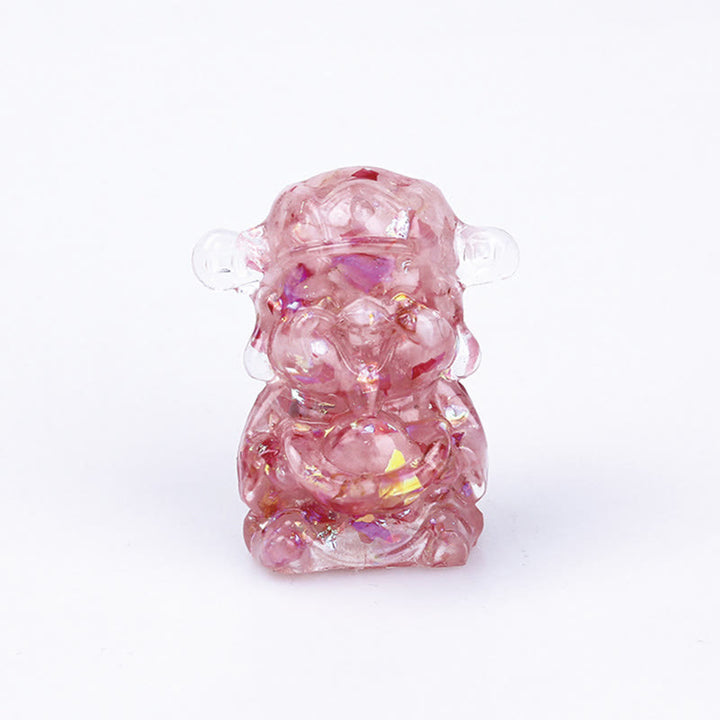 Buddha Stones Dieu de la richesse Cristal d'améthyste Résine Énergie Fortune Décoration de la maison - Cristal rose 5,6 x 4,7 x 3,5 cm - image 5
