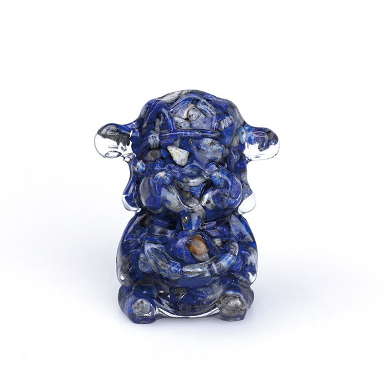 Buddha Stones Dieu de la richesse Cristal d'améthyste Résine Énergie Fortune Décoration de la maison - Lazurite 5,6*4,7*3,5 cm - image 29