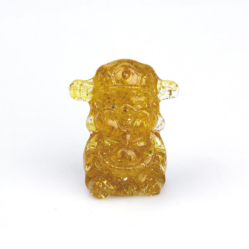 Buddha Stones Dieu de la richesse Cristal d'améthyste Résine Énergie Fortune Décoration de la maison - Citrine 5,6*4,7*3,5 cm - image 7