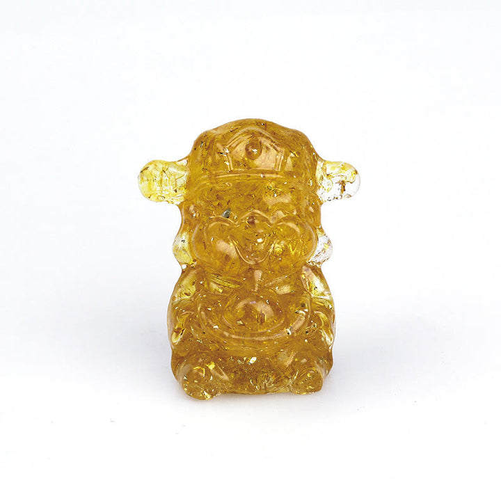 Buddha Stones Dieu de la richesse Cristal d'améthyste Résine Énergie Fortune Décoration de la maison - Citrine 5,6*4,7*3,5 cm - image 7