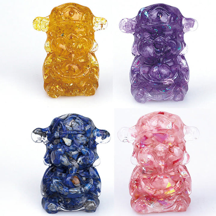 Buddha Stones Dieu de la richesse Cristal d'améthyste Résine Énergie Fortune Décoration de la maison - image 3