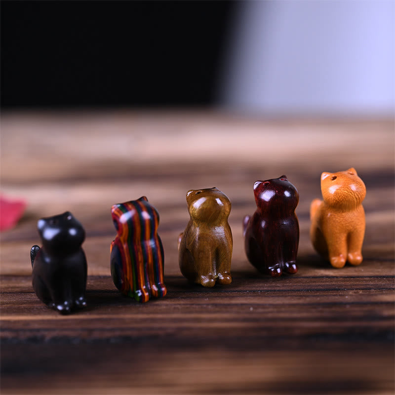 Buddha Stones Petite Feuille Bois de Santal Rouge Bois d'Ébène Bois de Santal Bois de Santal Vert Porte-Bonheur Mini Chat Cerf Apaisant Téléphone Décoration Suspendue - image 3