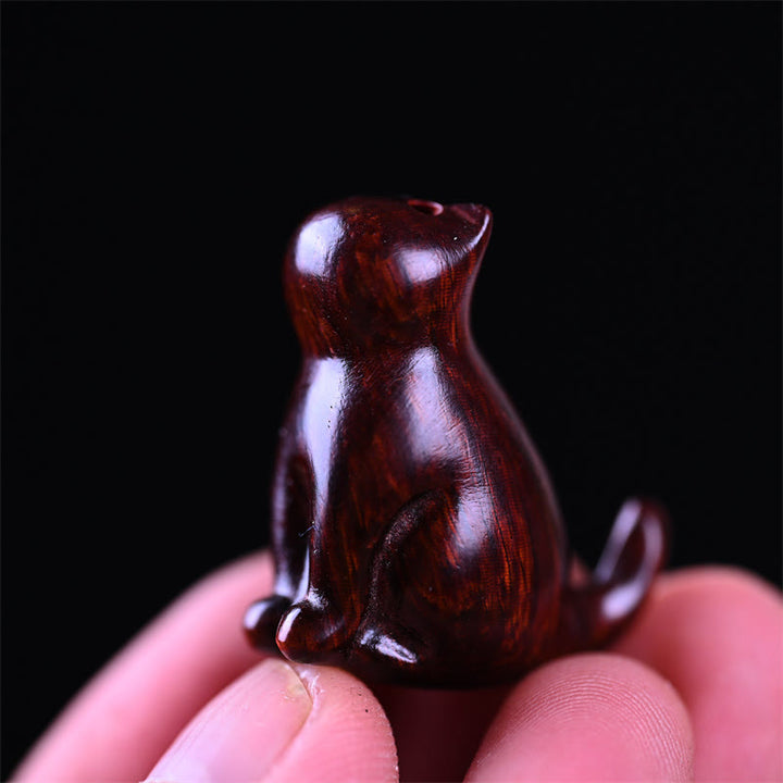 Buddha Stones Petite Feuille Bois de Santal Rouge Bois d'Ébène Bois de Santal Bois de Santal Vert Porte-Bonheur Mini Chat Cerf Apaisant Téléphone Décoration Suspendue - image 8