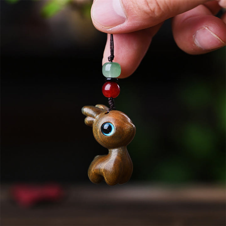 Buddha Stones Petite Feuille Bois de Santal Rouge Bois d'Ébène Bois de Santal Bois de Santal Vert Porte-Bonheur Mini Chat Cerf Apaisant Téléphone Décoration Suspendue - image 27