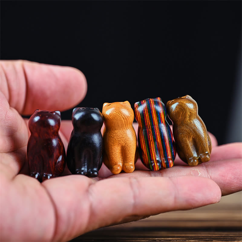 Buddha Stones Petite Feuille Bois de Santal Rouge Bois d'Ébène Bois de Santal Bois de Santal Vert Porte-Bonheur Mini Chat Cerf Apaisant Téléphone Décoration Suspendue - image 5