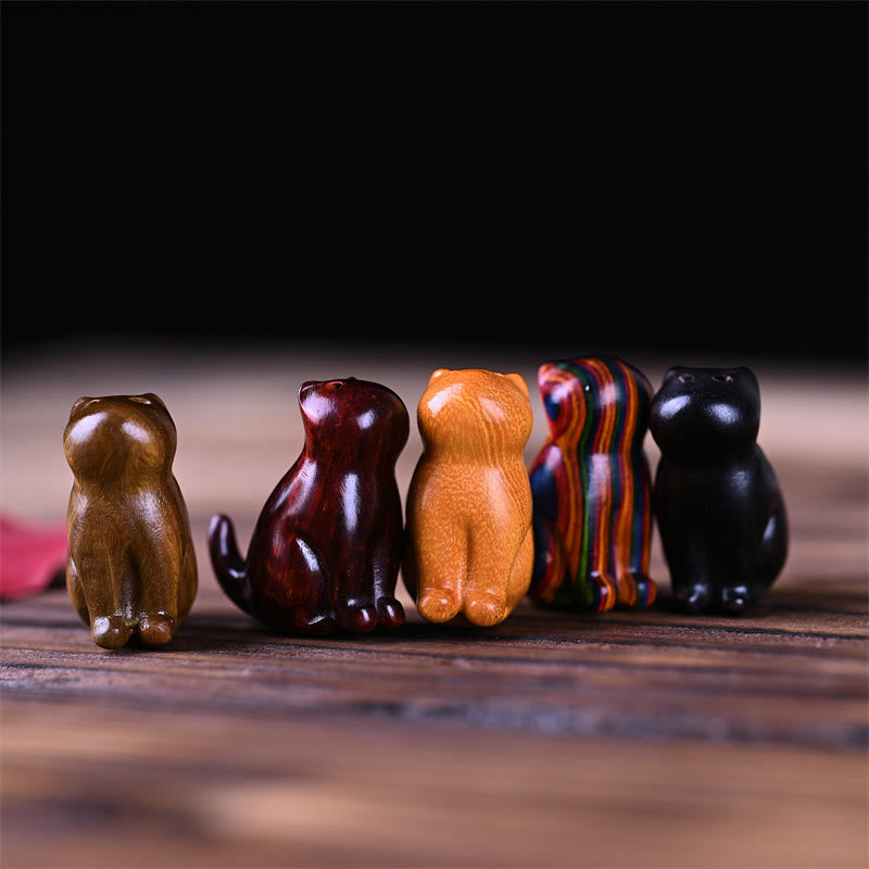 Buddha Stones Petite Feuille Bois de Santal Rouge Bois d'Ébène Bois de Santal Bois de Santal Vert Porte-Bonheur Mini Chat Cerf Apaisant Téléphone Décoration Suspendue - image 1