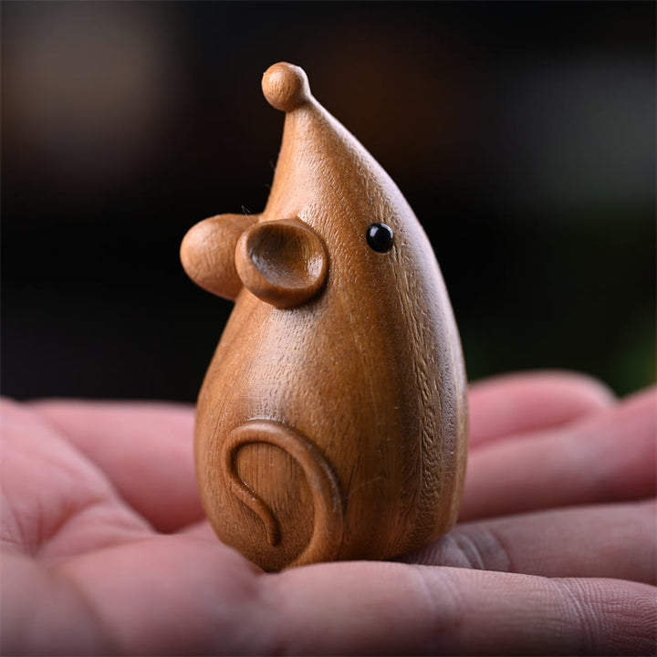 Buddha Stones Petit Chat Souris Bois de Santal Vert Palissandre Rouge Africain Paix Décoration de la Maison - Souris en bois de santal vert 5,5 x 3,1 x 3 cm - image 13