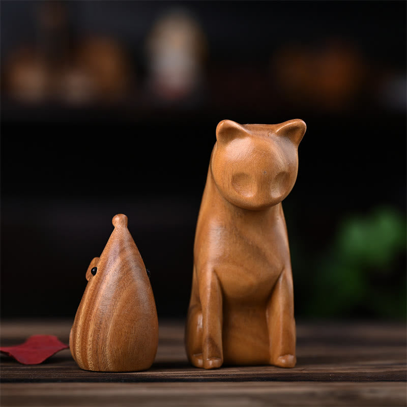 Buddha Stones Petit Chat Souris Bois de Santal Vert Palissandre Rouge Africain Paix Décoration de la Maison - image 1