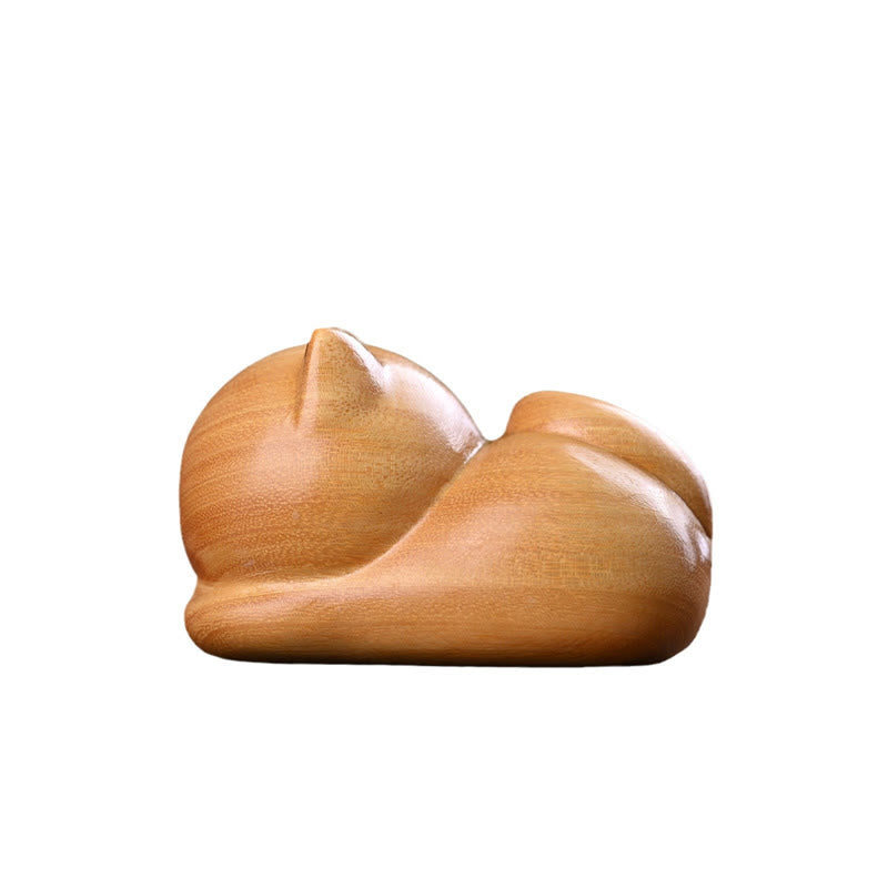 Buddha Stones Petit Chat Endormi Confiant Mignon Bois de Santal Guérison Décoration de Maison - image 16