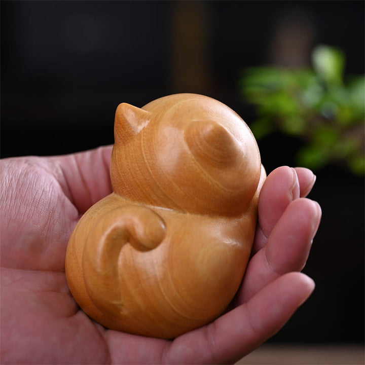 Buddha Stones Petit Chat Endormi Confiant Mignon Bois de Santal Guérison Décoration de Maison - image 16