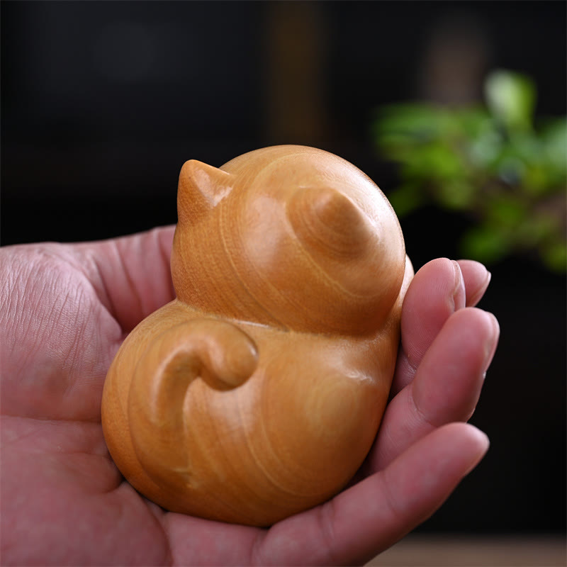 Buddha Stones Petit Chat Endormi Confiant Mignon Bois de Santal Guérison Décoration de Maison - image 15