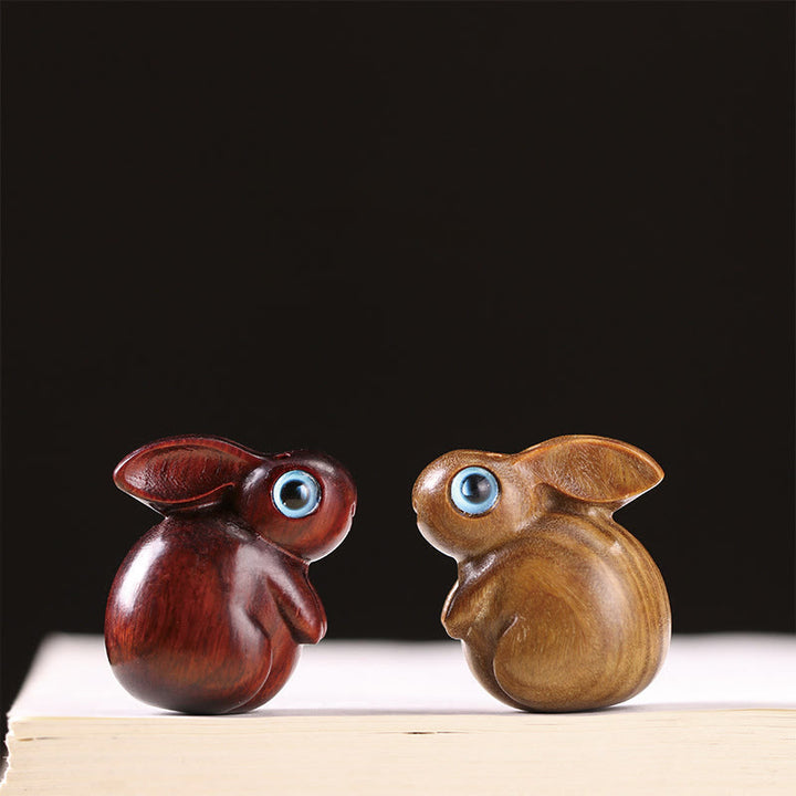 Buddha Stones Petite Feuille Bois de Santal Rouge Bois de Santal Vert Mini Lapin Porte-Bonheur Décoration de Relaxation