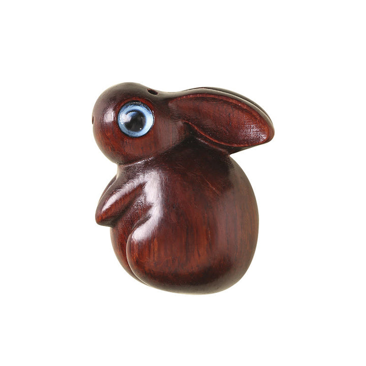 Buddha Stones Petite Feuille Bois de Santal Rouge Bois de Santal Vert Mini Lapin Porte-Bonheur Décoration de Relaxation