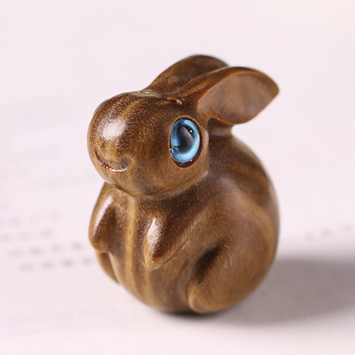 Buddha Stones Petite Feuille Bois de Santal Rouge Bois de Santal Vert Mini Lapin Porte-Bonheur Décoration de Relaxation