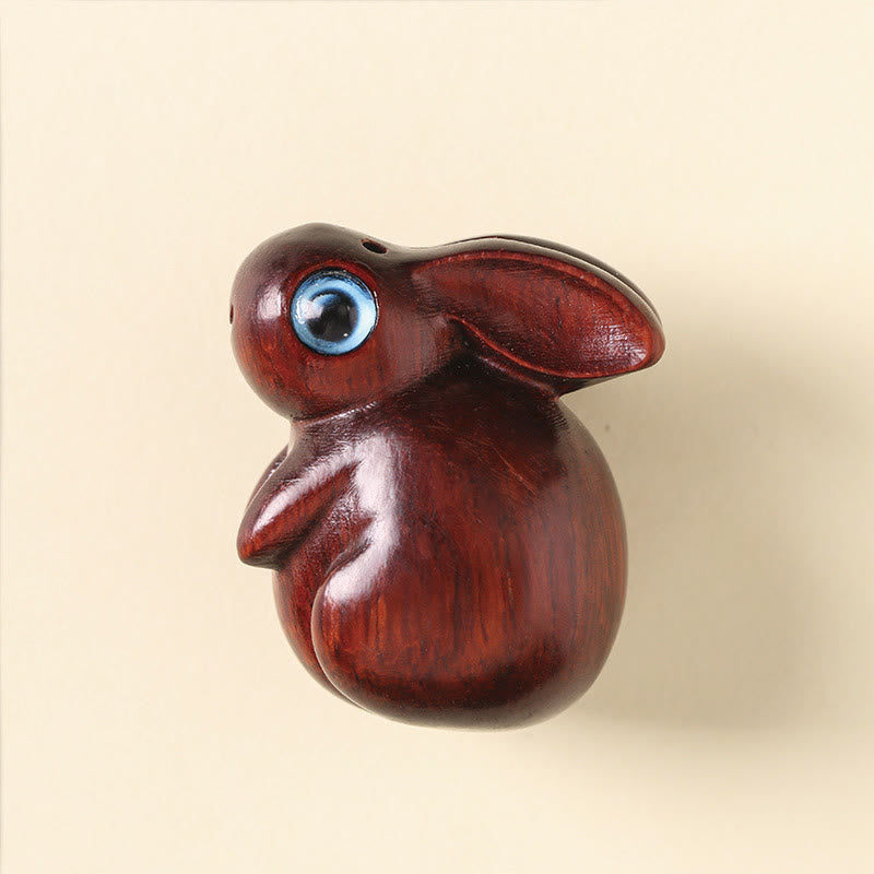 Buddha Stones Petite Feuille Bois de Santal Rouge Bois de Santal Vert Mini Lapin Porte-Bonheur Décoration de Relaxation
