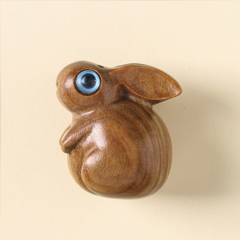 Buddha Stones Petite Feuille Bois de Santal Rouge Bois de Santal Vert Mini Lapin Porte-Bonheur Décoration de Relaxation