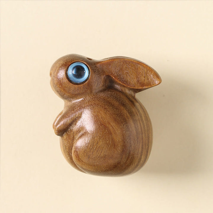 Buddha Stones Petite Feuille Bois de Santal Rouge Bois de Santal Vert Mini Lapin Porte-Bonheur Décoration de Relaxation