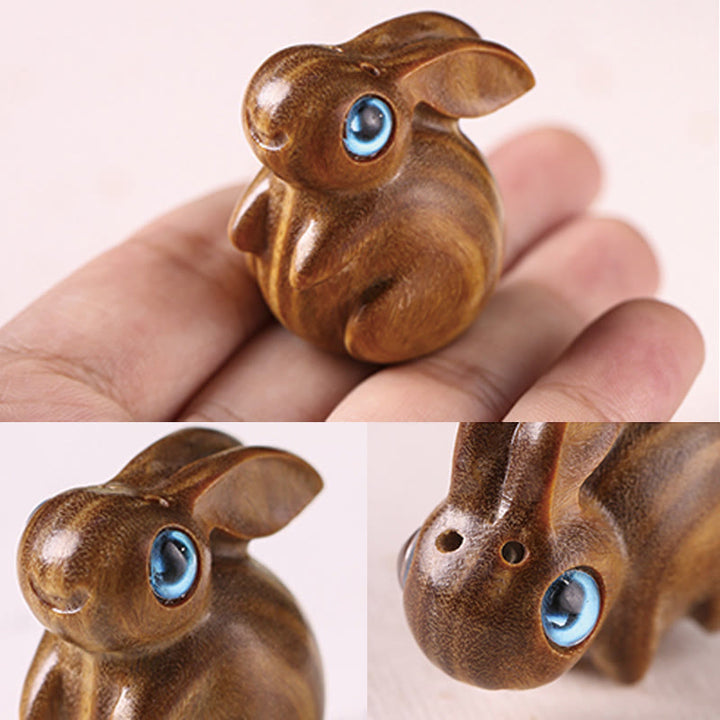Buddha Stones Petite Feuille Bois de Santal Rouge Bois de Santal Vert Mini Lapin Porte-Bonheur Décoration de Relaxation - image 10