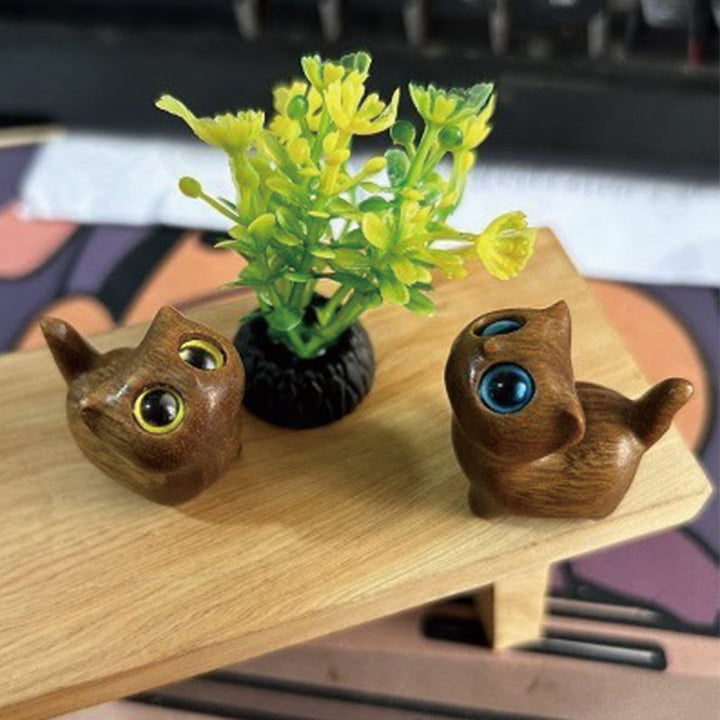 Buddha Stones de santal vert Bois d'ébène Bois de santal Petite feuille Bois de santal rouge Mini chat porte-bonheur Décoration de la paix - 2 chats en bois de santal vert - image 26