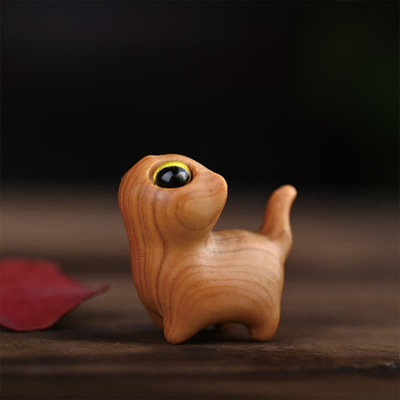 Buddha Stones de santal vert Bois d'ébène Bois de santal Petite feuille Bois de santal rouge Mini chat porte-bonheur Décoration de la paix - Thuja sutchuenensis Yeux jaunes 3*3*2,0 cm - image 16