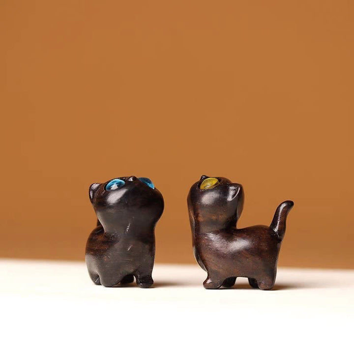 Buddha Stones de santal vert Bois d'ébène Bois de santal Petite feuille Bois de santal rouge Mini chat porte-bonheur Décoration de la paix