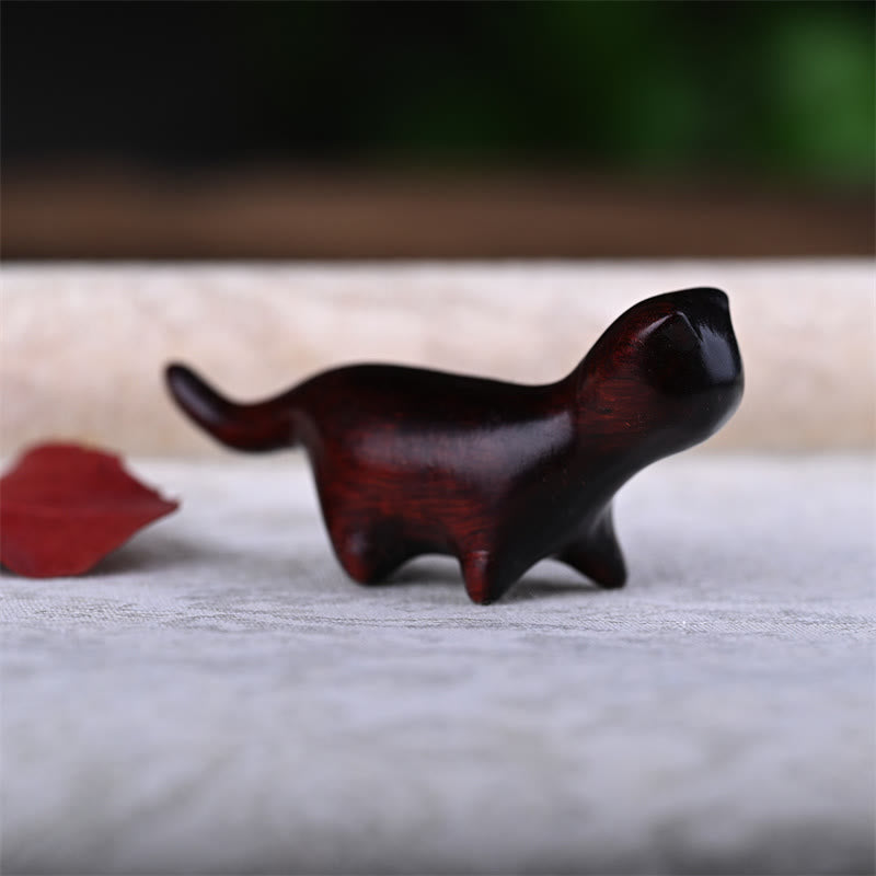Buddha Stones de santal vert Petite feuille Bois de santal rouge Bois d'ébène Bois arc-en-ciel Mini chat porte-bonheur Décoration positive - image 13