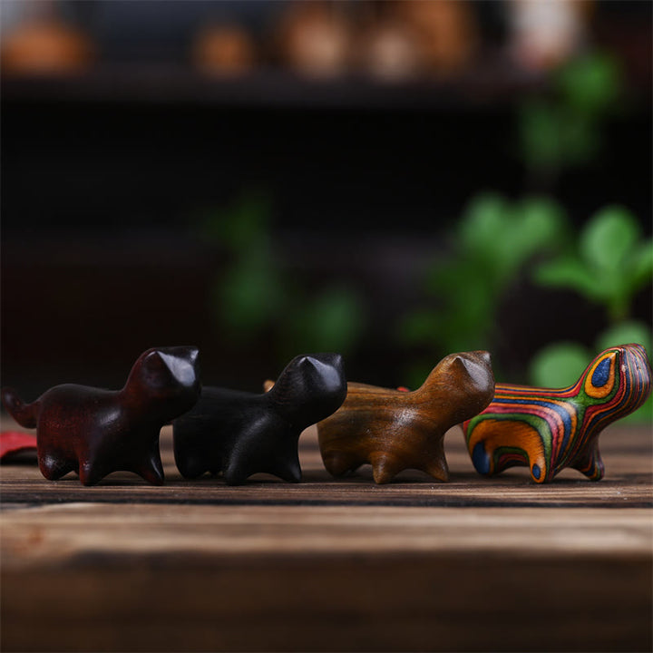 Buddha Stones de santal vert Petite feuille Bois de santal rouge Bois d'ébène Bois arc-en-ciel Mini chat porte-bonheur Décoration positive - image 18