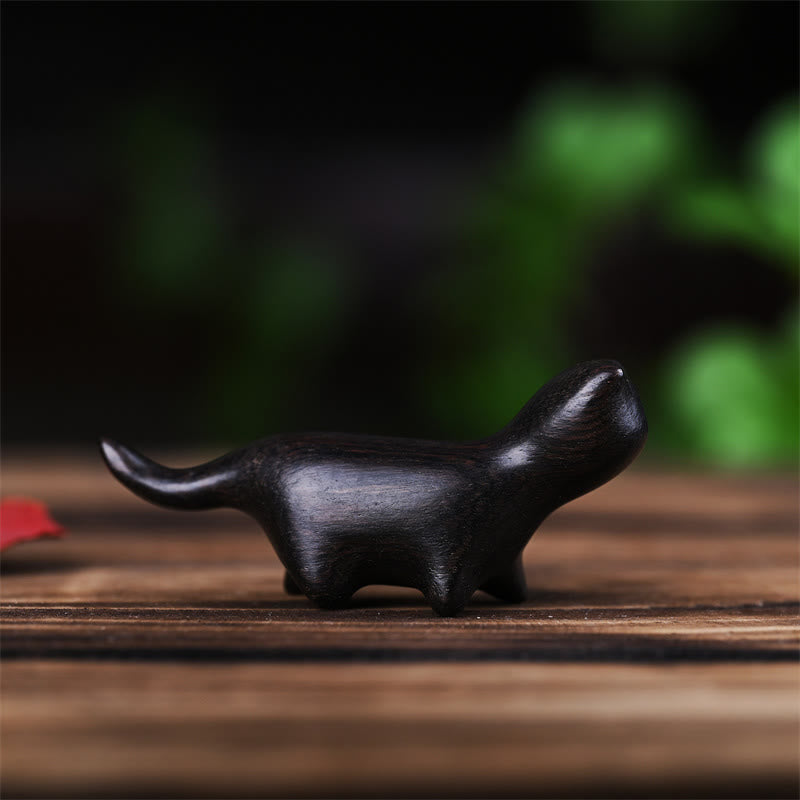 Buddha Stones de santal vert Petite feuille Bois de santal rouge Bois d'ébène Bois arc-en-ciel Mini chat porte-bonheur Décoration positive - image 8