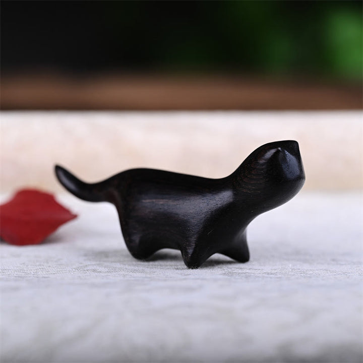 Buddha Stones de santal vert Petite feuille Bois de santal rouge Bois d'ébène Bois arc-en-ciel Mini chat porte-bonheur Décoration positive - image 9